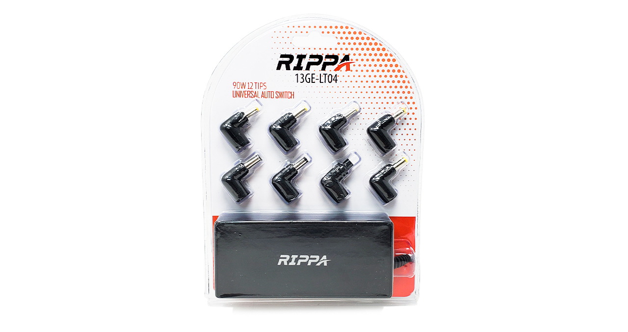 ADAPTADOR AC/DC NOTEBOOK RIPPA UNIVERSAL 90W - 12 PLUG INCORPORADOS