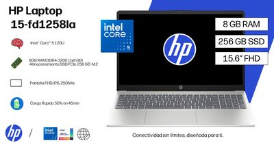 NOTEBOOK HP INTEL CORE 5-120U 2.0GHZ-8GB-256GB SSD-NATURAL SILVER-15.6"FHD-FREEDOS