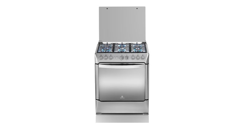 COCINA A GAS INDURAMA 30" GALICIA 6 HORNILLAS ZAFIRO - GRILL - CROMADA