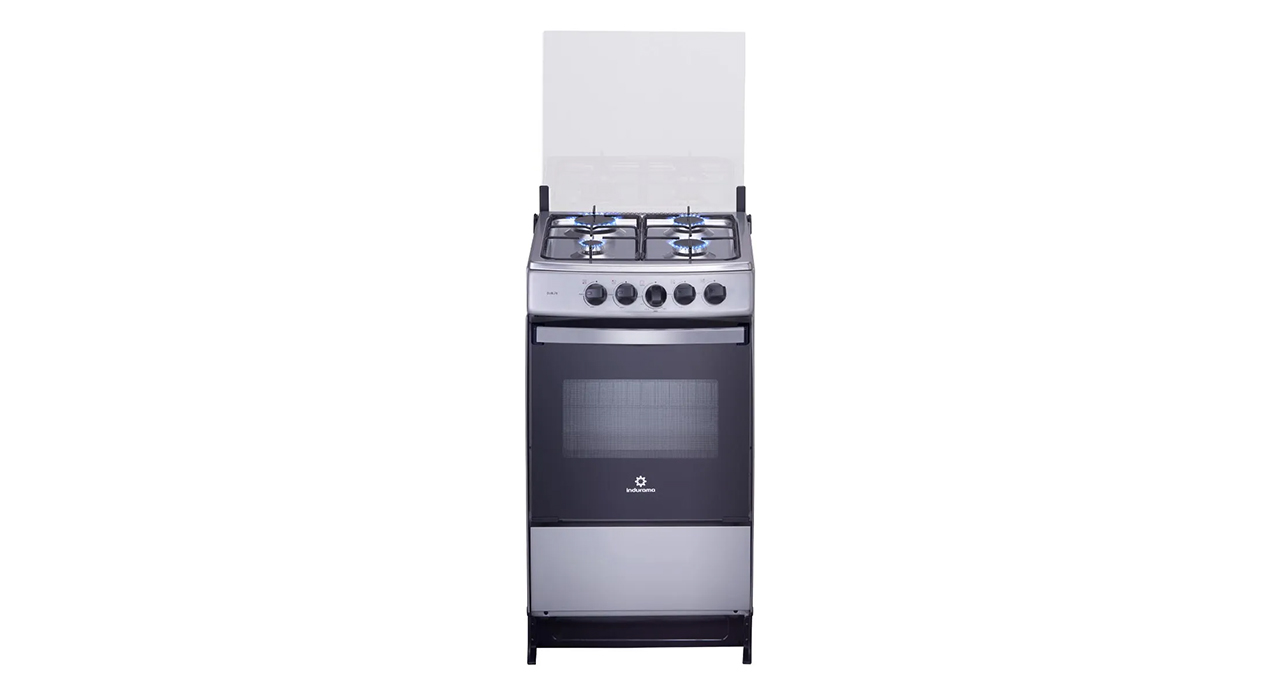COCINA A GAS INDURAMA 20" DUBLIN 4 HORNILLAS SPAZIO PLUS - CROMADA