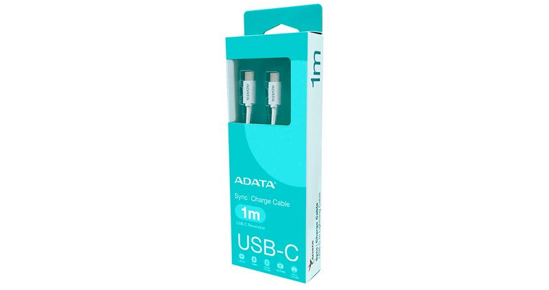 CABLE ADATA USB-C a USB-C 1 METRO TRENZADO CARGA RAPIDA 480MBPS 100W - BLANCO