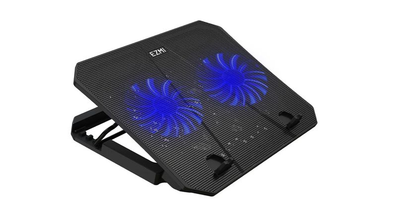 VENTILADOR PARA NOTEBOOK EZMI HASTA 16" 2 PUERTOS USB 5 NIVELES 2 VENTILADORES LED AZUL