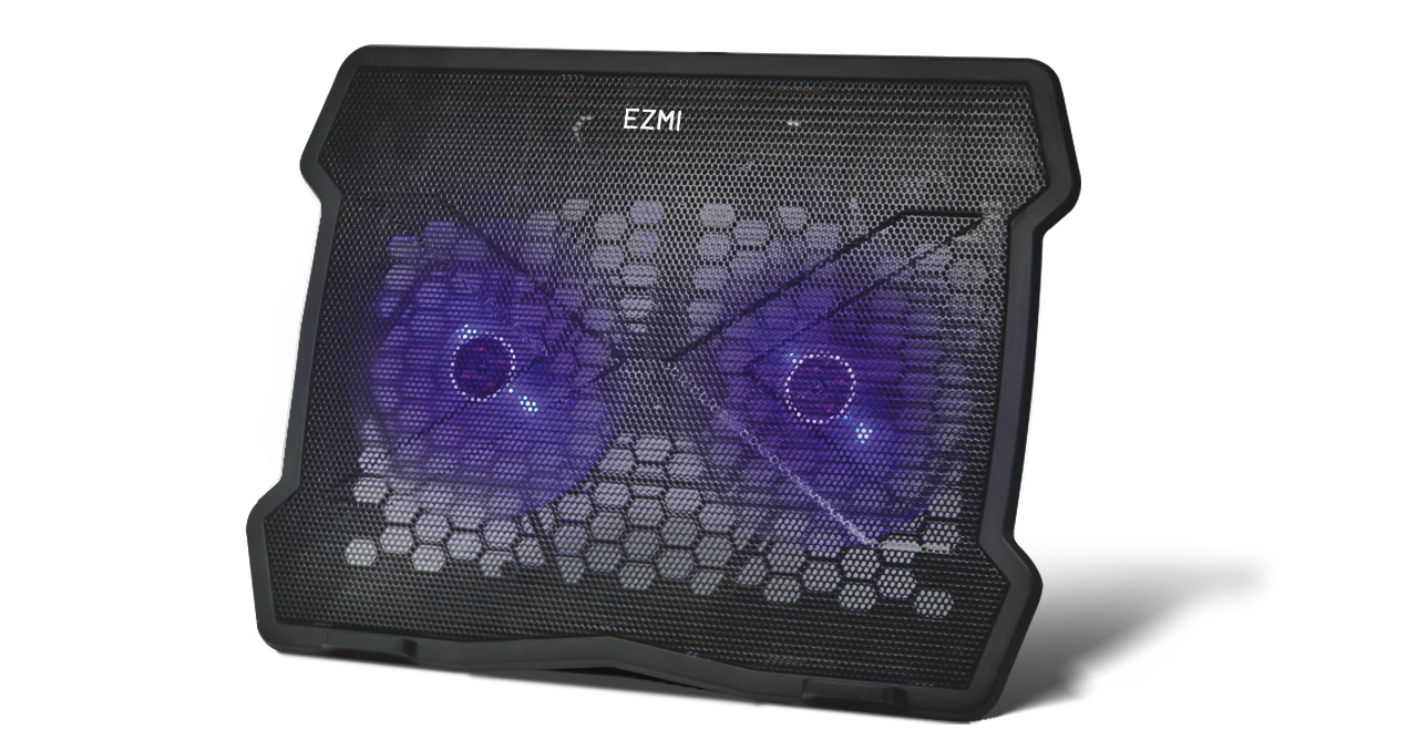 VENTILADOR PARA NOTEBOOK EZMI HASTA 15.6" 2 PUERTOS USB 2 NIVELES 2 VENTILADORES LED AZUL