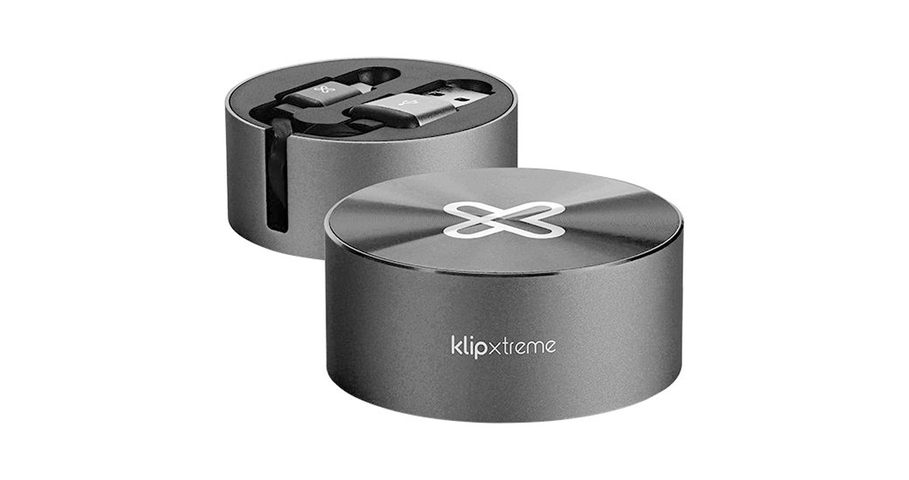 CABLE KLIP XTREME RETRACTIL USB-A a USB-C - PLANO 1M -  CARGA RAPIDA - NEGRO