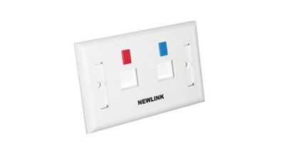 FACE PLATE DE PARED NEWLINK DE 2 PUERTOS TAPA BLANCA