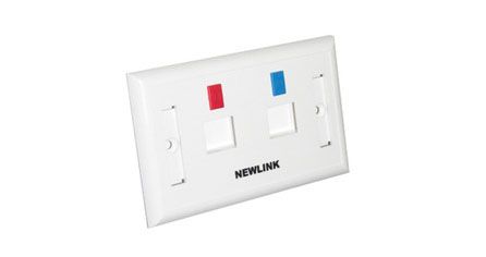 FACE PLATE DE PARED NEWLINK DE 2 PUERTOS TAPA BLANCA