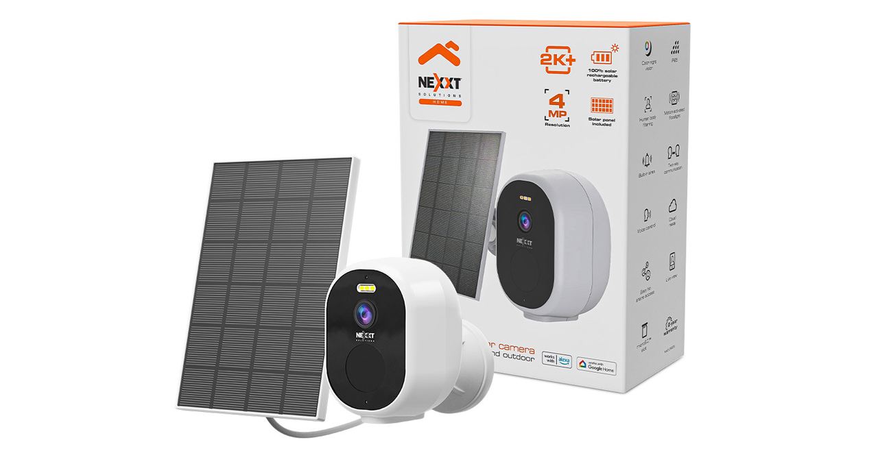 CAMARA SMART WIFI NEXXT PANEL SOLAR - INTERIOR Y EXTERIOR- 4MP- 2K- VISION NOCTURNA- IP65