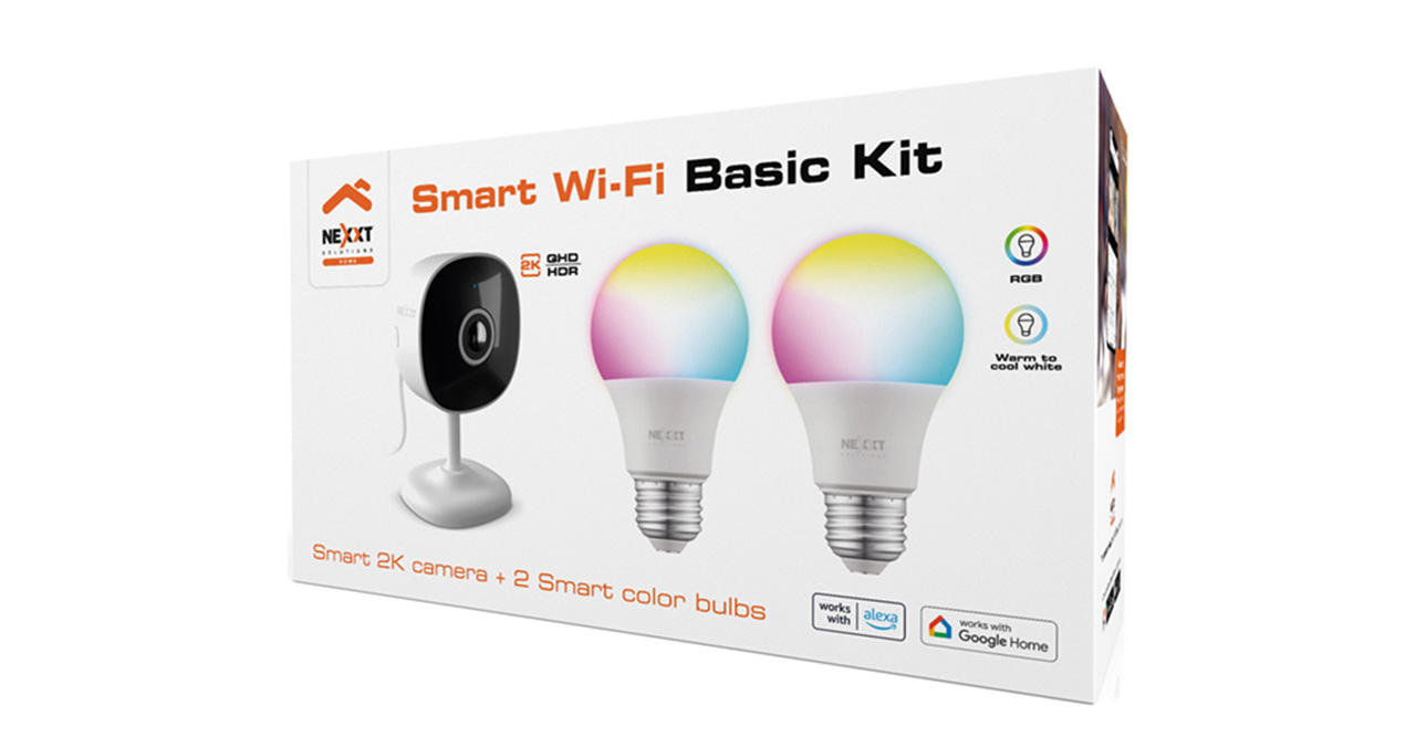 CAMARA SMART WIFI NEXXT NHC-I710 2K INTERIOR + 2 FOCOS LED SMART COLOR