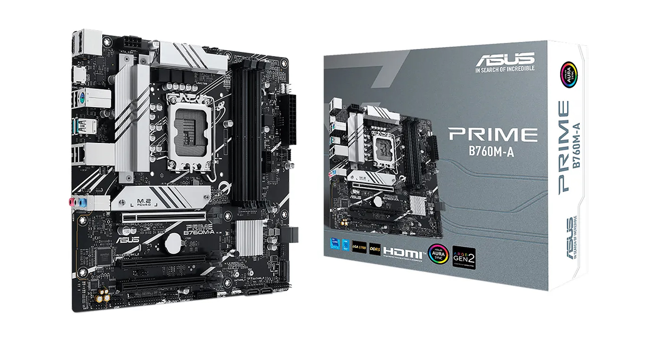 MAINBOARD ASUS PRIME B760M-A LGA 1700/12AVA 13AVA 14AVA GEN/MATX PCI4.0 DDR5 2 RANURAS M.2 1DP 2HDMI