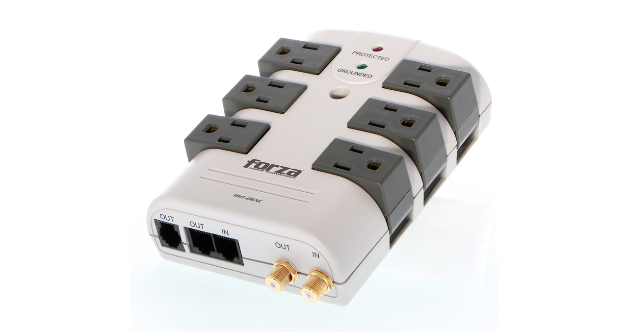 PROTECTOR DE VOLTAJE FORZA 2160J/1800W 120V 6 SALIDAS Y COAXIAL
