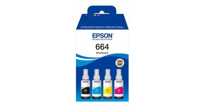 PAQUETE PACK DE BOTELLAS EPSON T664  NEGRA/CYAN/MAGENTA/YELLOW L210