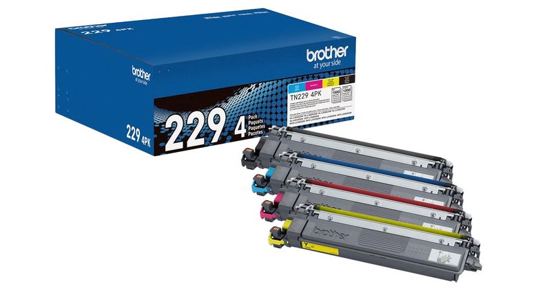 PACK 4 TONER BROTHER TN2294PK TN229BK, TN229C, TN229M, TN229Y RINDE 1,5K BK Y 1,2 COLORES